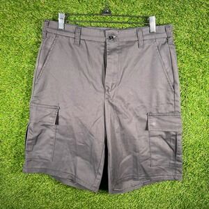 Aramark Authentic Mens Charcoal Gray Cargo Work Shorts Size 32 Stretch